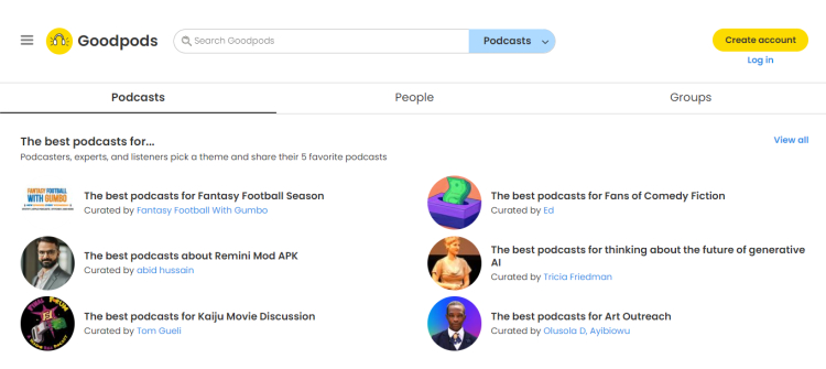 Discover the best podcasts on Goodpods platform