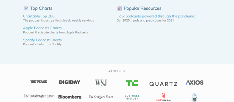 Stay up to date with podcast ranking data on Chartable