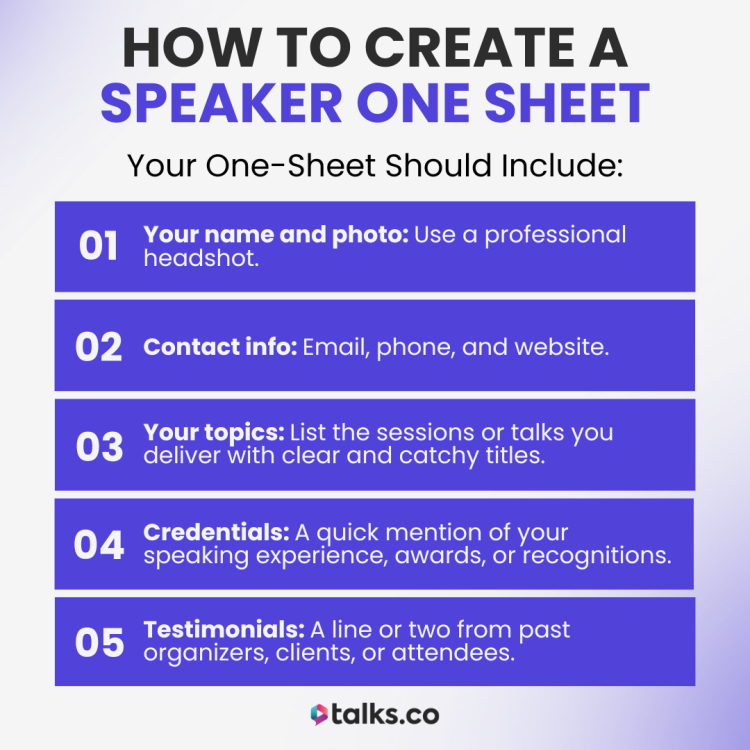 Guide on how to create a speaker one sheet