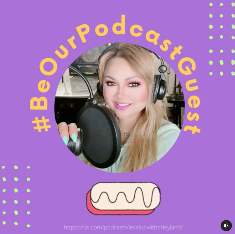 Finding the right podcast guest using social media with a #BeOurPodcastGuest campaign showcasing a potential guest in a recording setup.