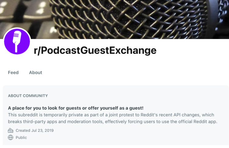 Guest on a show opportunities in the r/PodcastGuestExchange subreddit, a community for finding podcast guests and offering yourself as a guest.