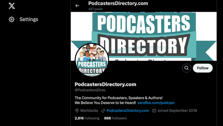 PodcastersDirectory.com on X (formerly Twitter) is a place to find podcast guests, speakers, and authors globally.