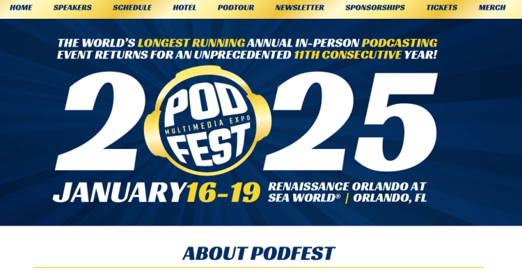 Podcasters gather at Podfest 2025, the longest-running annual in-person podcasting event, held in Orlando, Florida.