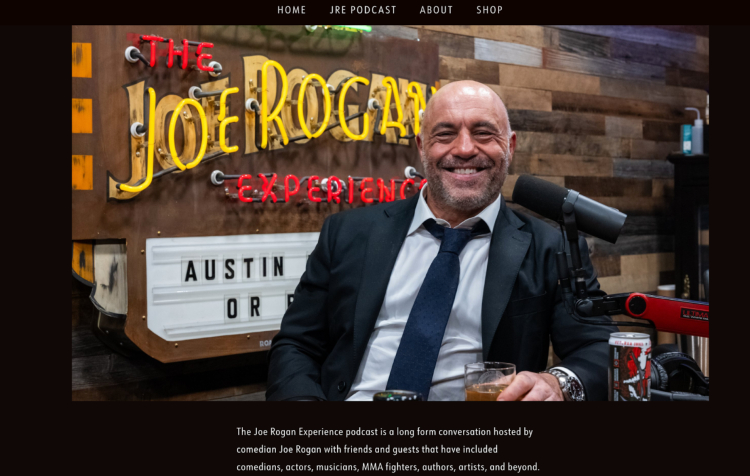 The Joe Rogan Experience interview podcast featuring host Joe Rogan in a studio setting, known for long-form discussions with comedians, athletes, and experts.