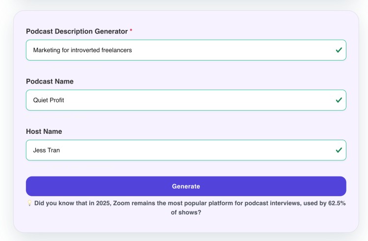 AI generate a podcast description for Quiet Profit, a podcast hosted by Jess Tran about marketing strategies for introverted freelancers.