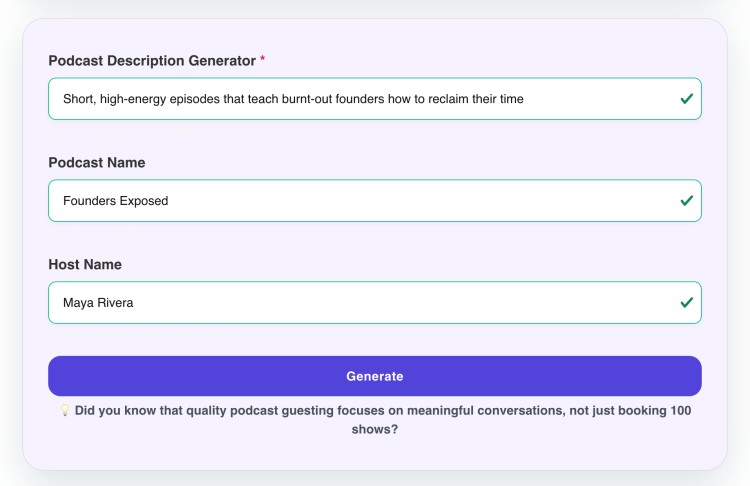 Let the AI generate a podcast description for Founders Exposed, hosted by Maya Rivera, featuring short, high-energy episodes that teach burnt-out founders how to reclaim their time.