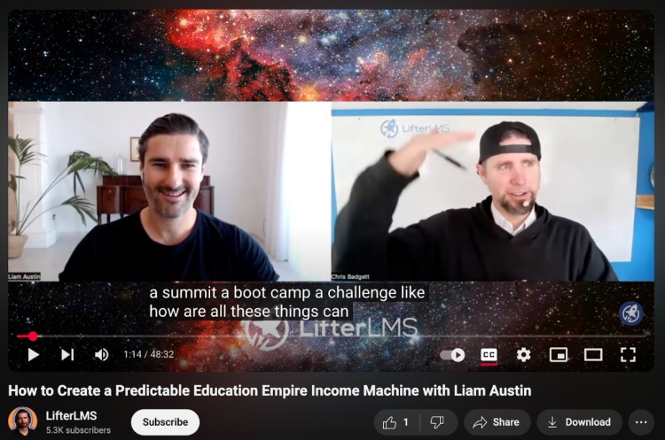 Screenshot showing the podcast episode length of Liam Austin's 48-minute interview on the LifterLMS podcast.