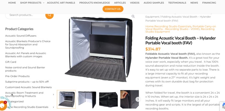 Folding acoustic vocal booth with high sound absorption – a thoughtful gift idea for voiceover artists or podcasters