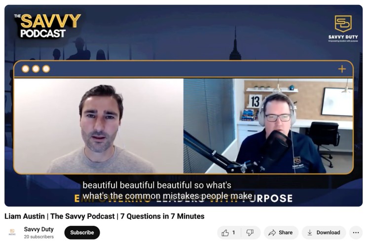 Liam Austin responds to thought-provoking questions about common mistakes on The Savvy Podcast.