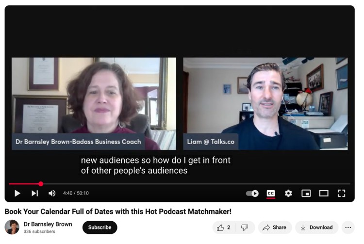 One interview with Dr. Barnsley Brown and Liam Austin discussing podcast matchmaking and leveraging other people’s audiences.