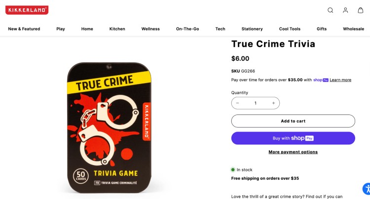 True Crime Trivia card game – a fun and affordable gift idea for crime podcast lovers