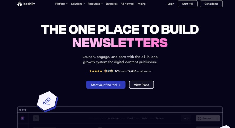 Beehiiv is a platform where creators can easily set up and grow newsletters using built-in tools for monetization and audience engagement.