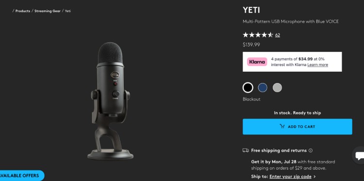 Blue Yeti beginner mic with multiple pattern options and Blue VOICE technology, priced under $300 for high-quality audio recording.