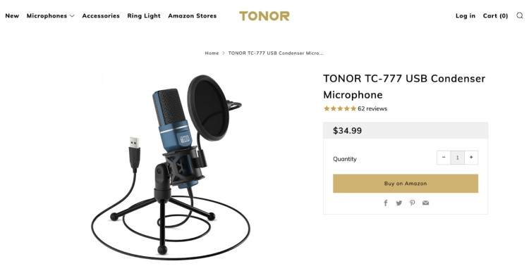 The Tonor TC-777 USB condenser microphone, priced at $34.99, is one of the best budget options for gamers and podcasters, offering great sound quality and affordability.