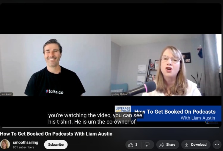 Video podcast interview with Liam Austin and Lyndsay Phillips discussing how to get booked on podcasts.