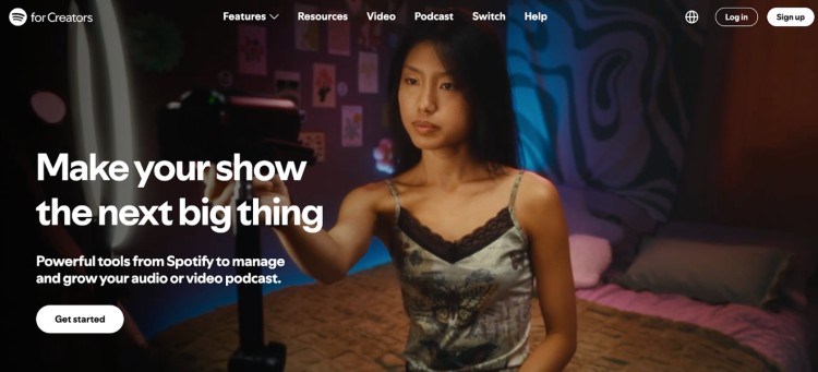 Spotify for Creators homepage featuring tools and resources designed to help you grow your podcast.