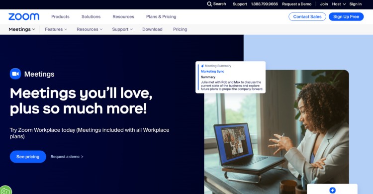 Zoom video conferencing platform with features for meetings, team collaboration, and more, offering tools to enhance online communication