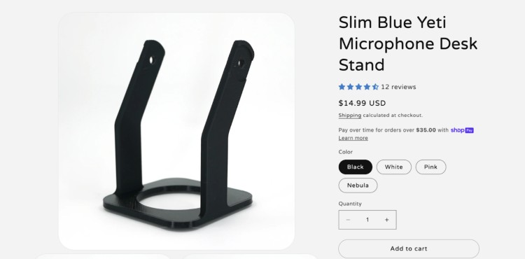 Desk Cookies slim Blue Yeti microphone desk stand model with minimalistic design for compact setups