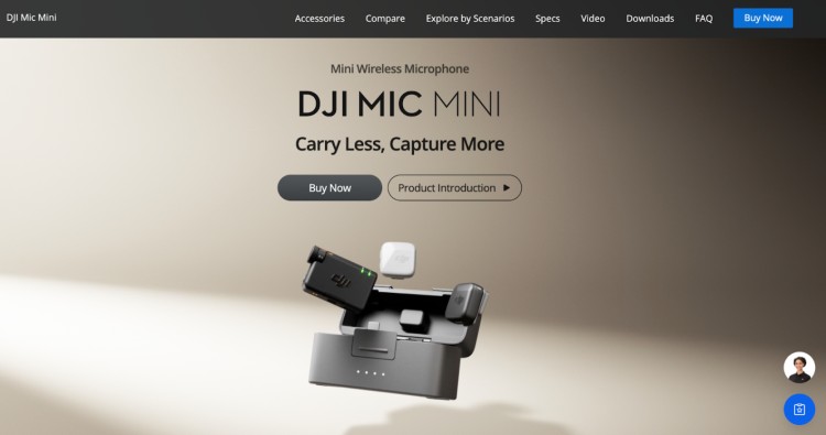 DJI Mic Mini wireless lav microphone with compact charging case for creators and filmmakers
