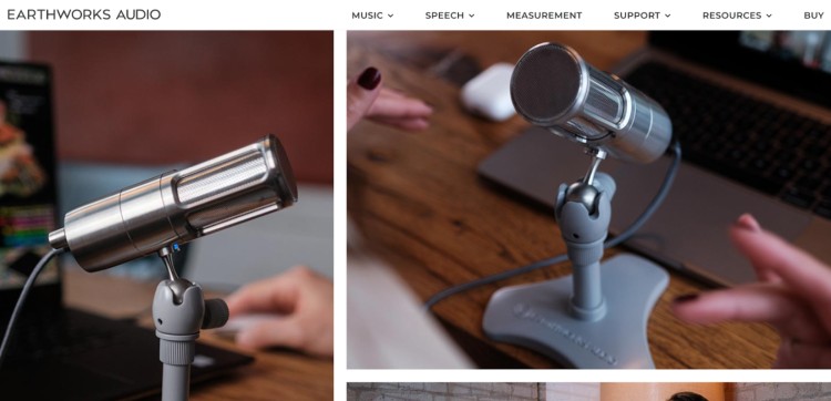 Earthworks ICON USB microphone setup for high-quality voice recording on a desk