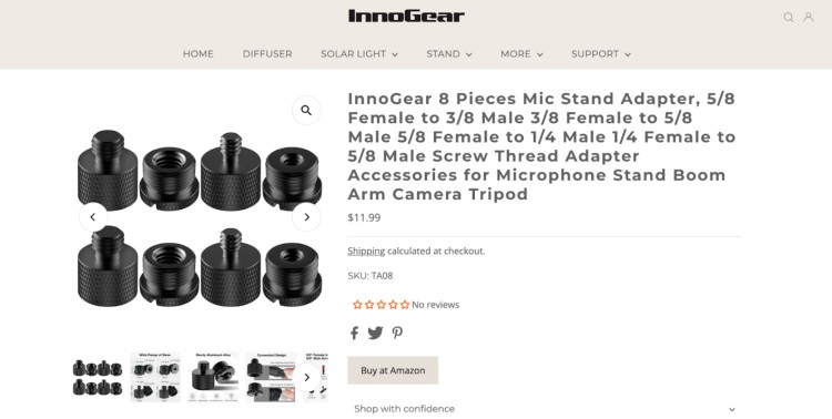 InnoGear 8 pieces mic stand adapter accessory for Blue Yeti with 5/8, 3/8, and 1/4 screw thread options for microphone stands and camera tripods