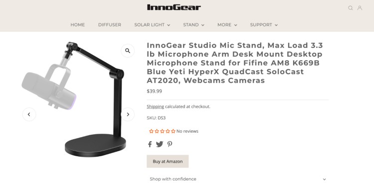 InnoGear studio mic stand desk mount for Blue Yeti, FIFINE, HyperX, QuadCast, and other microphones