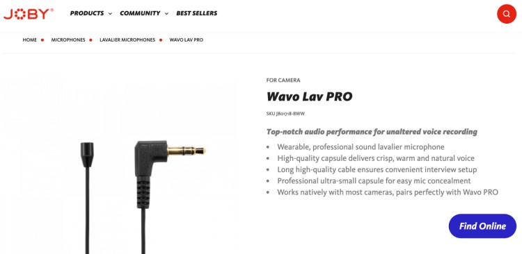 Joby Wavo Lav PRO shown as the best mic for cameras and professional audio recording