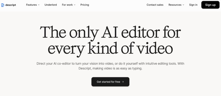Descript is one of the top podcast AI video editor platforms for creating and editing any kind of video with ease.