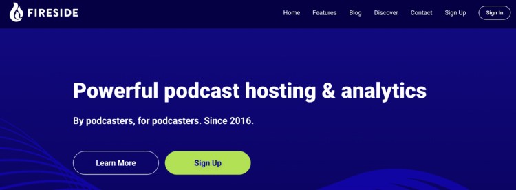 Fireside platform for podcast management offering hosting and analytics tools designed for podcasters.