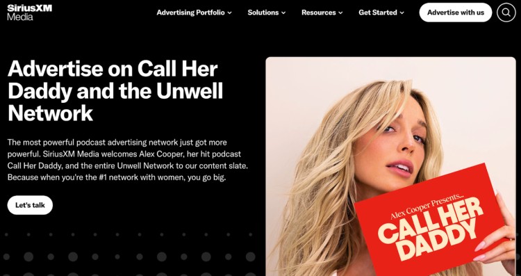Influencer Alex Cooper promoting Call Her Daddy podcast on SiriusXM Media