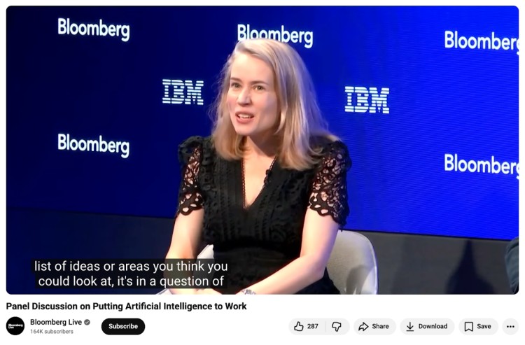 Speaker participating in a great panel discussion hosted by Bloomberg and IBM on putting artificial intelligence to work.