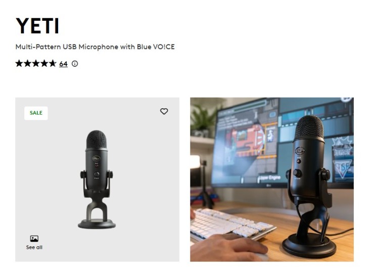 Blue Yeti USB microphone shown on a desk setup, highlighting its use for podcast hosting.