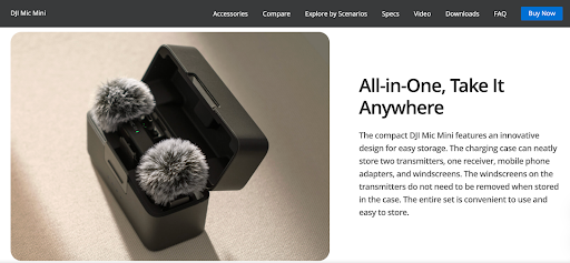 DJI Mic Mini wireless microphone kit in its charging case with furry windscreens, showing a compact setup you can use to record your podcast anywhere.