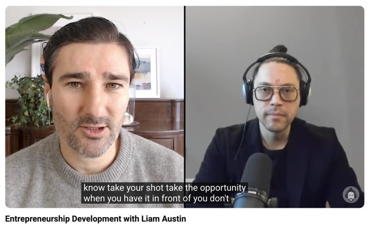 Liam Austin dedicated to helping entrepreneurs grow while speaking during a podcast interview