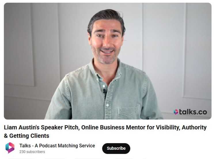 Speaker pitch video explaining what a podcast on youtube offers for building visibility, authority, and attracting clients.