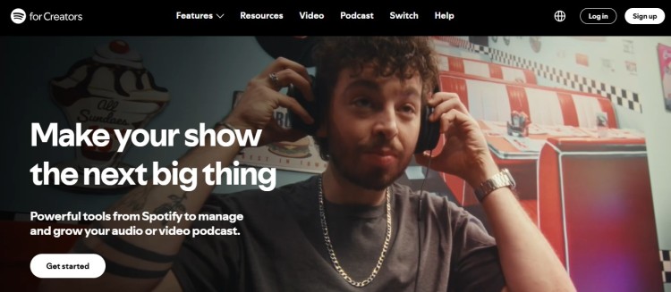 Spotify for Creators podcast hosting platform showing tools to manage and grow an audio or video podcast.