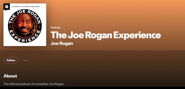Spotify page of The Joe Rogan Experience, a successful podcast with millions of listeners and exclusive episodes hosted by Joe Rogan.