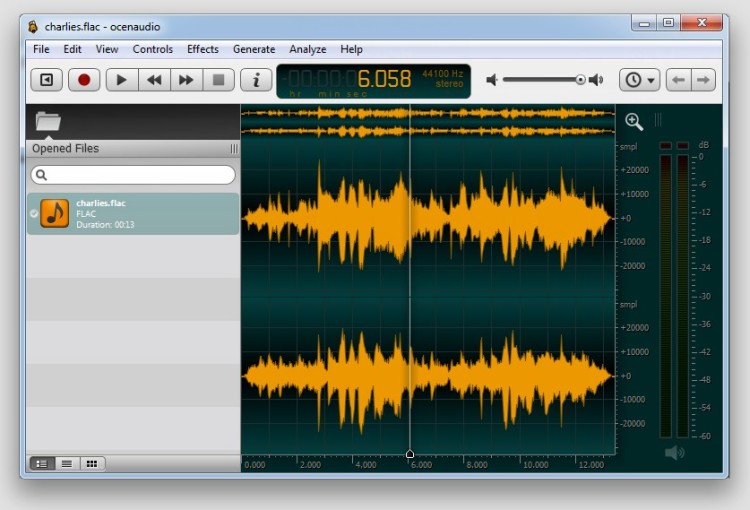 Audio waveform interface showing podcast editing software for podcasters with timeline controls and sound levels