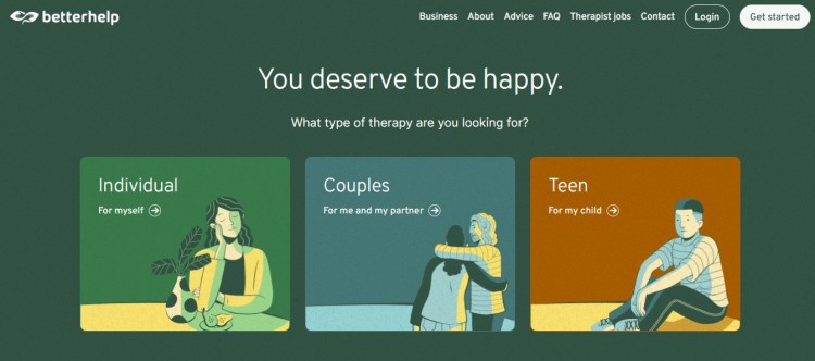 Sponsoring your podcast example showing a mental health platform offering individual, couples, and teen therapy options