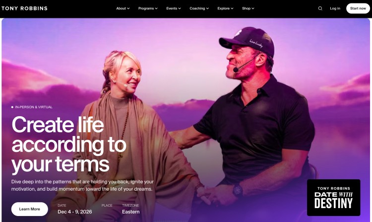 Tony Robbins live event featuring coaching and transformation for people who want to feel quite or very confident in life and decision-making.