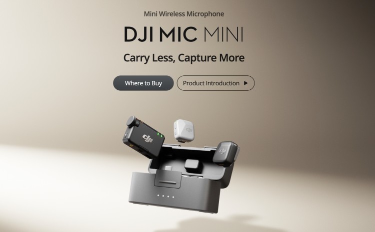 DJI Mic Mini wireless pro microphone system with charging case designed for portable, high-quality audio recording