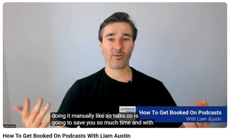 Video thumbnail of a podcasting training session explaining how to get booked on podcasts and improve visibility through strategic podcasting.
