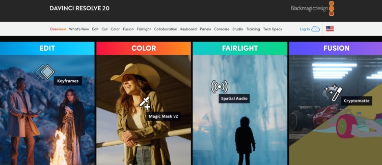 DaVinci Resolve 20 interface showing edit, color, fairlight, and fusion panels, often considered among the best podcast software options for video and audio production.