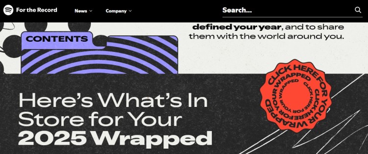 Spotify Wrapped promotional page showing how personalized content is used to persuade people to engage and share their results