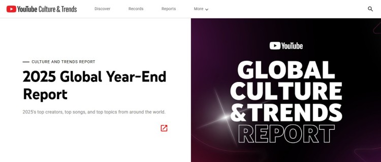 Screenshot of the YouTube Culture and Trends report page highlighting insights about youtube video trends and global creators.