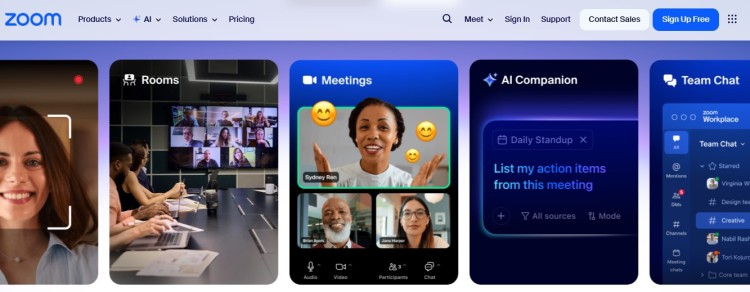 Zoom interface showing best remote podcast recording setup with video meetings, chat, and collaboration tools for online interviews