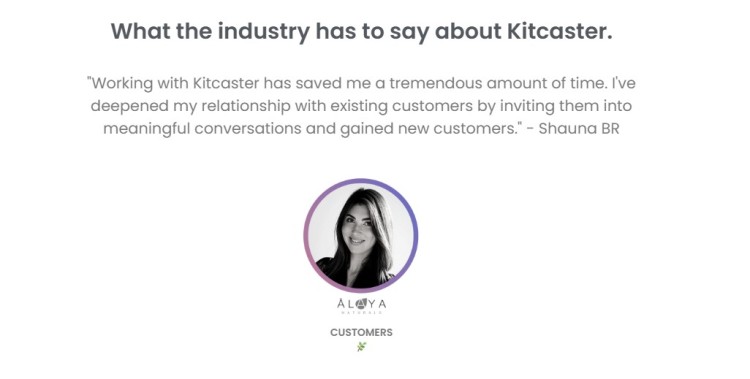 Customer testimonial showing proven success in securing podcast opportunities with Kitcaster services