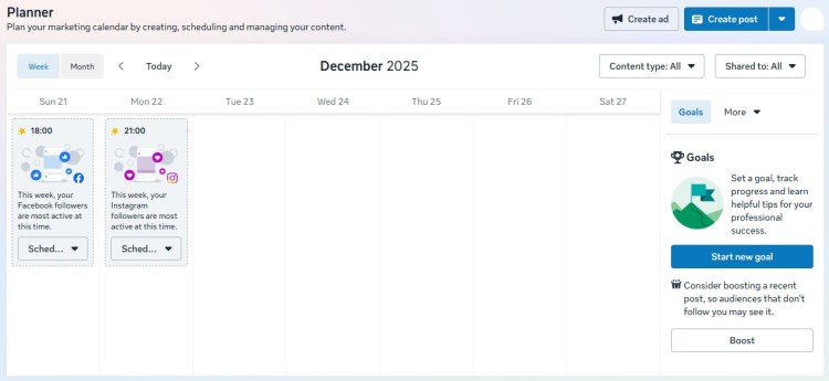Social media planner calendar used to plan to promote your show with scheduled posts and content strategy