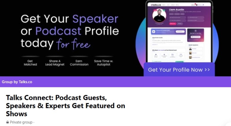 Talks.co active social media page