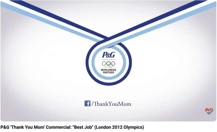 Emotions and feelings example showing P and G Thank You Mom Olympic campaign designed to connect with viewers through heartfelt storytelling.